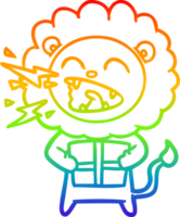 arcobaleno pendenza linea disegno di un' cartone animato ruggente Leone con regalo png