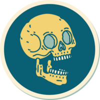 pegatina de tatuaje al estilo tradicional de una calavera png