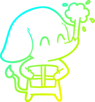 verkoudheid helling lijn tekening van een schattig tekenfilm olifant spuiten water png