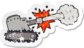 retro distressed sticker of a cartoon firing tank png