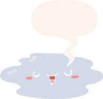 cartoon puddle with face with speech bubble in retro style png