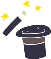 chapeau et baguette de magiciens doodle dessin animé png