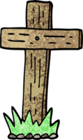 grunge texturé illustration dessin animé croix en bois png