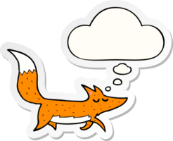 cartoon wolf with thought bubble as a printed sticker png