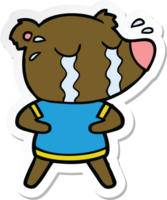 sticker of a cartoon crying bear png