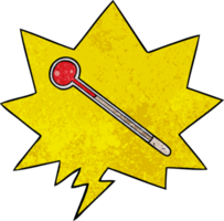 cartoom thermometer with speech bubble in retro texture style png