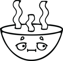 línea dibujo dibujos animados de un cuenco de caliente sopa png