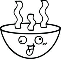 línea dibujo dibujos animados de un cuenco de caliente sopa png