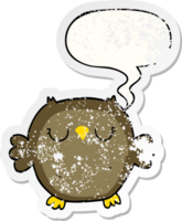 cartoon owl with speech bubble distressed distressed old sticker png