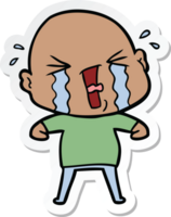 pegatina de un hombre calvo llorando de dibujos animados png