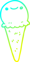 cold gradient line drawing of a cartoon ice cream png