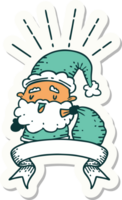 adesivo de um personagem de natal de papai noel estilo tatuagem com saco png