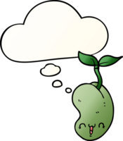 cute cartoon seed sprouting with thought bubble in smooth gradient style png