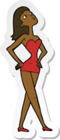 sticker of a cartoon woman in party dress png