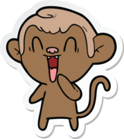 sticker of a cartoon laughing monkey png