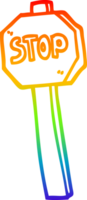 rainbow gradient line drawing of a cartoon stop sign png