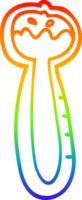 rainbow gradient line drawing of a cartoon thermometer png