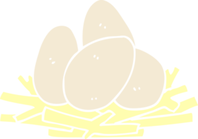 huevos de dibujos animados de estilo de color plano en el nido png