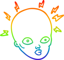 rainbow gradient line drawing of a cartoon bald head png