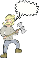 cartoon man with axe with speech bubble png