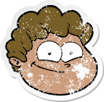 distressed sticker of a cartoon male face png