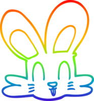rainbow gradient line drawing of a cartoon cute bunny png