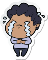 sticker of a cartoon man crying png