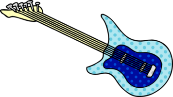 hand- getrokken tekenfilm tekening van een gitaar png