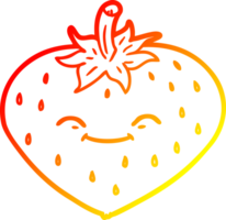 warm gradient line drawing of a cartoon strawberry png