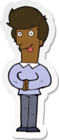 sticker of a cartoon man sticking out tongue png