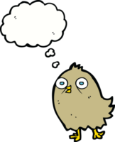 funny cartoon bird with thought bubble png