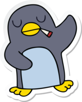 sticker of a quirky hand drawn cartoon penguin png