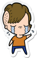 sticker of a cartoon crying girl png