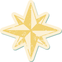 iconic distressed sticker tattoo style image of a star png