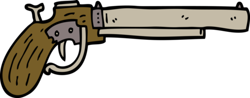 pistola vieja de dibujos animados estilo garabato dibujado a mano png