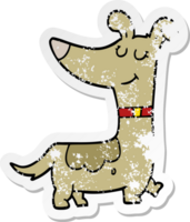 distressed sticker of a cartoon dog png