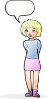 cartoon shy woman with speech bubble png