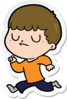 pegatina de un niño gruñón de dibujos animados png