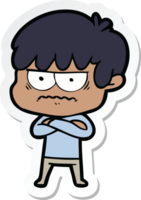 sticker of a annoyed cartoon boy png