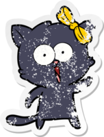 distressed sticker of a cartoon cat png