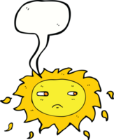 cartoon sad sun with speech bubble png