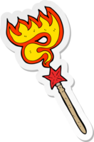 sticker of a cartoon magic wand casting fire spell png