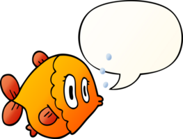 cartoon fish and speech bubble in smooth gradient style png