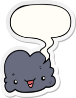 cartoon tiny happy cloud and speech bubble sticker png