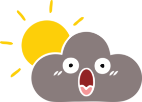 flat color retro cartoon storm cloud and sun png