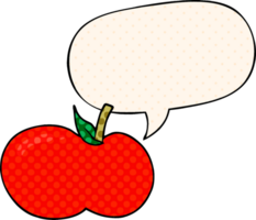 cartoon apple and speech bubble in comic book style png