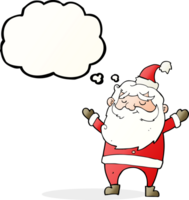 tekenfilm gelukkig de kerstman claus met gedachte bubbel png