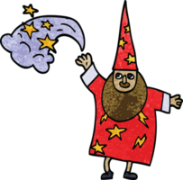 tecknad doodle wizard casting spell png