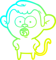 cold gradient line drawing cartoon shocked monkey png