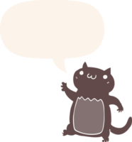 chat de dessin animé et bulle de dialogue dans un style rétro png